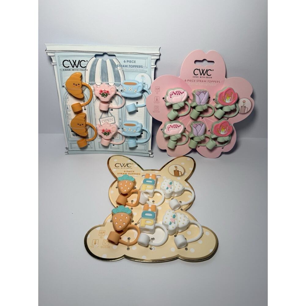 Cook With Color (CWC) EASTER SPRING Straw Toppers Covers BNWT | 6 DIFFERENT SETS